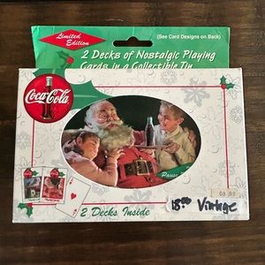 SALE❗️Vintage Coca Cola Christmas Playing Cards in Tin Case LIMITED EDITION